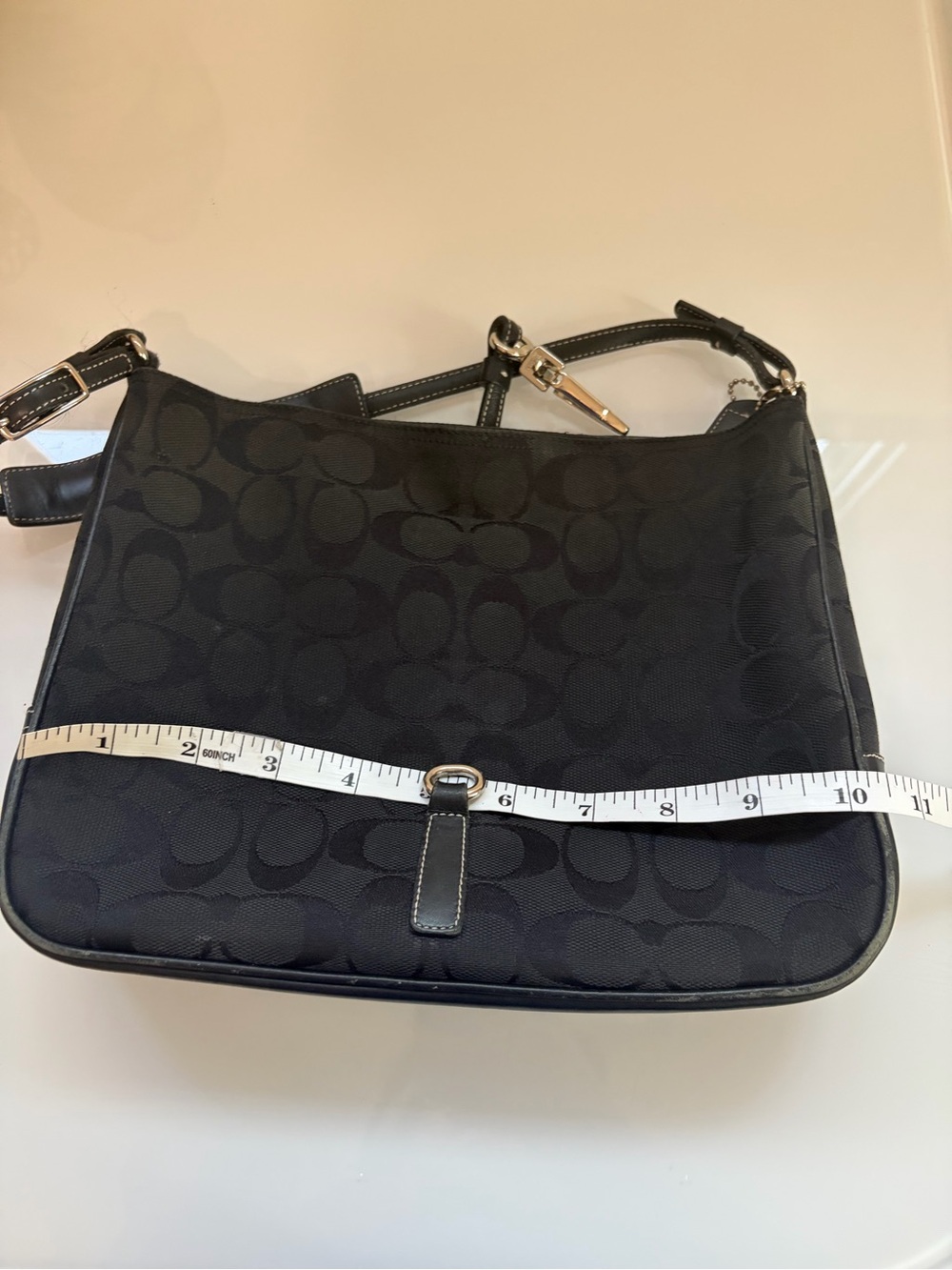 Y2K Coach Hamptons Black Signature Jacquard Shoulder Bag with Silver Hardware - Picture 9 of 10